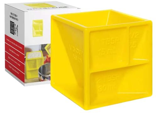 Kitchen Cube Measuring Gadget for Cooking and Baking Measure Every Cups & Spoon in One Measuring Spoon Utensil Tool Ceramic Bakeware Set (Yellow, One Size)