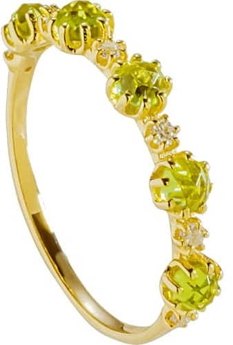 KnSam Gelbgold 750 18K Eheringe, Bandringe Klassiker mit Peridot Olivgrün, Au750 Gold Hochzeitsring mit Diamant Echtschmuck, Gelb Gold, 62 (19.7)