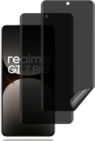 BCHKLAI Protector Pantalla Privacidad para Realme GT 7 Pro 5G [2 Piezas] | Antiespia Película TPU Flexible, Anti-Rasguños, Sin Burbujas, Anti-Espía Protector Pantalla para Realme GT 7 Pro