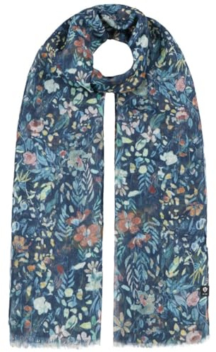 FRAAS Vealona Flowers Damenschal Schal Damen - mit Fransen Herbst-Winter Winter - One Size blau
