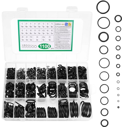 1100 StückO Ring Sortiment, O Ringe Sortiment, Gummi Dichtungen, Universal Gummidichtung, Dichtringe, O-Ringe Hitzebeständig für Automobil Wasserhahn Druckleitungen Ersatzteile(22 Größen)