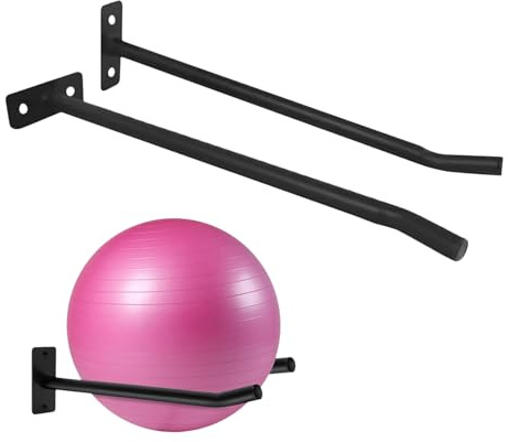 Soporte de pared para pelota de yoga, soporte para pelotas de ejercicio, estante de almacenamiento de gimnasio, construcción de acero resistente, diseño de ahorro de espacio, organizador de pared de