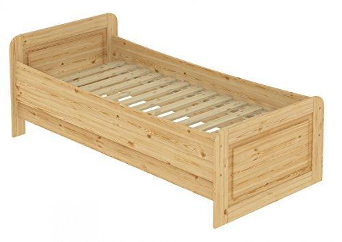Erst-Holz Seniorenbett extra hoch 100x200 Einzelbett Holzbett Massivholz Kiefer Bett mit Rollrost 60.42-10