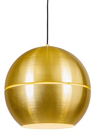 Qazqa - Retro Retro Hängelampe I Pendellampe I Pendelleuchte Gold I Messing 40 cm - Slice I Wohnzimmer I Schlafzimmer - Aluminium Rund I Kugel I Kugelförmig - LED geeignet E27