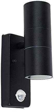 MiniSun | IP44 Rated Modern Matt Black Up/Down Outdoor Security Wall Light | LED Bulbs, Home Décor & Improvement Essential | Includes Bulb [Warm White]