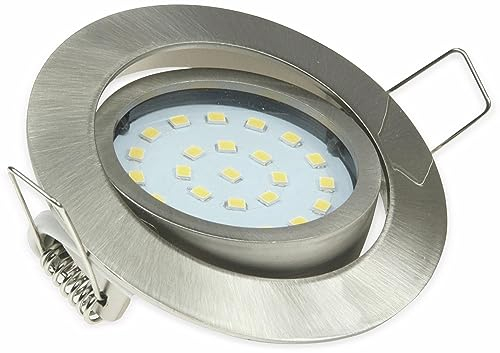 ChiliTec LED Einbauleuchte Spot schwenkbar 3Watt 370 Lumen 26mm flach 230V Einbaustrahler Edelstahl Design 2900k Licht Warmweiß