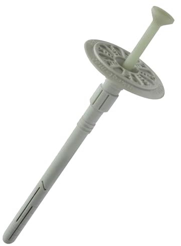 Befestigungsmaterial WKRET-MET 100 STK. Dübel ∅ 10 mm Dämmstoffdübel Tellerdübel Schlagdübel Kunststoffnagel glasfaserverstärkt (FIXPLUG ∅ 10 x 260 mm)