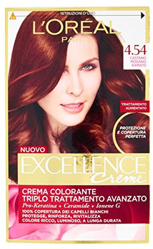 L 'Oreal Excellence – Crema colorante Triple Tratamiento Avanzado – 4. 54 Castaño Caoba Cobrizo