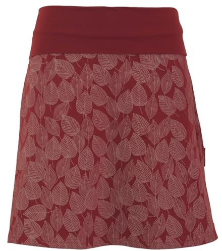 GURU SHOP Minirock aus Bio-Baumwolle, Boho Tellerrock Herbstlaub Print | Elastischer Bund, normaler Schnitt, locker fallend, vielseitig kombinierbar, ideal für Herbsttage