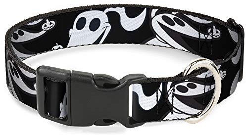 Buckle-Down DC-BKSR-WDY616-1.0-S Hundehalsband, Kunststoffclip, Nightmare Before Christmas, Zero Expressions, Schwarz/Weiß, 22,9 bis 38,1 cm breit, Mehrfarbig