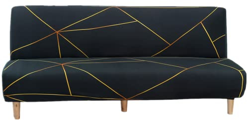 Mingfuxin Armloser Sofabezug, Stretch-Sofabezug ohne Arm, 3-Sitzer, Spandex-Futon-Schonbezug rutschfest Elastischer, vollständig zusammenklappbarer Couch-Sofaschutz für Schlafsofa ohne Armlehnen