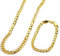 ZoneYan Goldkette Herren, Cuban Link Chain Gold, Kubanische Gliederkette Herren, Herren Panzerkette Gold, Cuban Chain Set, Hip Hop Kette Herren Gold, Halskette Jungs (Halskette + Armband) (Golden)