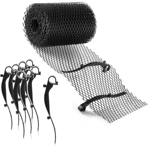 com-four® Rollo de 8 Metros de protección para canalones para casa, cochera, establo con 10 Abrazaderas - cortable - Juego de protección para canalones (Set 3 - Rollo de 8 m / 10 Clips)