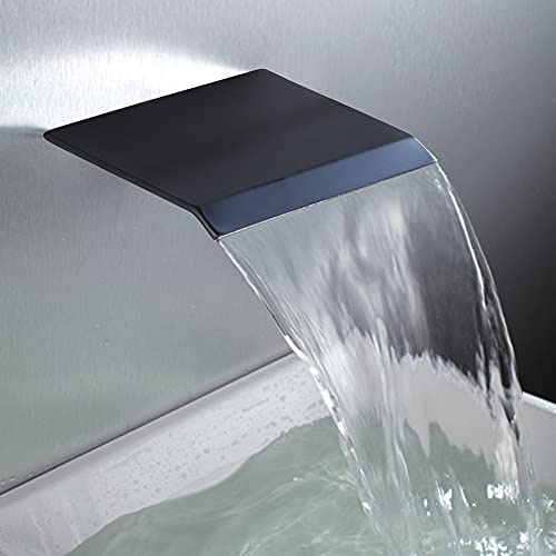 AZOS Wall Mount Tub Spout Waterfall Tub Filler Faucet for Bathroom Multiple Uses, High Flow Bathtub Cascade Waterfall Spout Fixtures Bathroom Bathtub Faucets, Matte Black