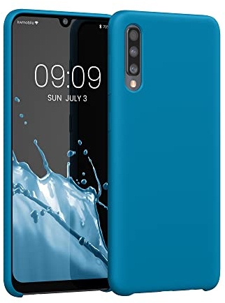 kwmobile Hülle kompatibel mit Samsung Galaxy A50 Hülle - Silikon Handy Case - Handyhülle weiche Oberfläche - kabelloses Laden - Karibikblau