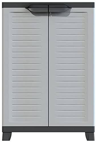 Gecheer Kunststoffschrank Gartenschrank Balkonschrank Beistellschrank Haushaltsschrank Putzmittelschrank Werkstattschrank Schrank 65 x 45 x 97 cm
