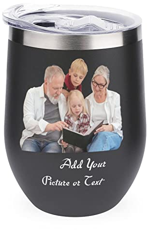 Personalised Wine Tumbler for Women Custom Photo Wine Tumblers Customised Insulated Stainless Steel Wine Cups with Name Gifts for Mother's Day Bridesmaid Best Friend Wedding Birthday