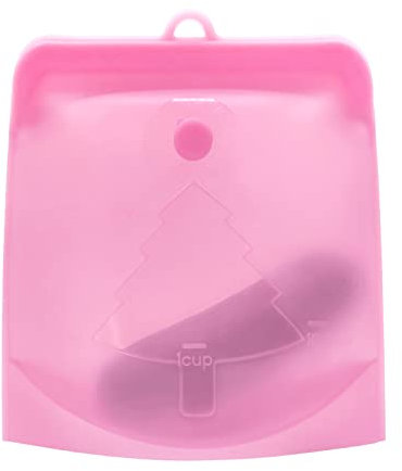 Zelten Sac de rangement réutilisable en silicone, (500ml, Rose) Déjeuner, Voyage, Maquillage, Sac de gym, Congélateur, Four, Micro-ondes, Lavable au lave-vaisselle