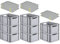 PROREGAL SuperSparSet 8x Eurobox NextGen Grip mit Auflagedeckel & 4 gelben Schiebeschnappverschlüssen, HxBxT 22x30x40cm, 20 L, Grau, Griffe offen, Eurobehälter, Transportbox