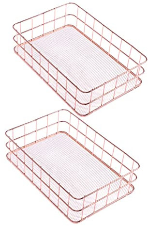 Großes Drahtkorb-set in Roségold 2-teilig Gästehandtuchhalter Servietten-aufbewahrungskorb Für Die Heimdekoration