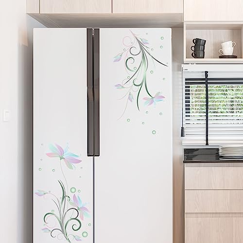 HGDESIGN® Kühlschrank Aufkleber Glas Aufkleber Fenster Aufkleber Fensterbild Blumen Ranke Wandaufkleber Wandtattoo Küche Badzimmer Wohnzimmer Schlafzimmer Sticker Deko (A)
