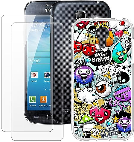 MILEGAO Samsung Galaxy S4 Mini Hülle + 2 Displayschutzfolien aus gehärtetem Glas, ultradünne Stoßstange, stoßfeste weiche TPU-Silikon-Abdeckung Hülle für Samsung Galaxy i9190 (4.3”)