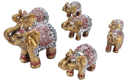 Estatuas De Elefantes Pequeños De Resina, 7 Piezas Estatuas De Elefantes De Buena Suerte Feng Shui Colección De Figuras De Elefantes Pequeños Figuras De Animales Para Estante Sala De Estar Oficina