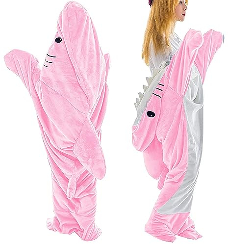 GLazzy Hai-Decke, Hai-Decke for Erwachsene, tragbare Hai-Decke, Hai-Decke, Kapuzenpullover, Hai-Schlafsack (Color : Pink, Size : Small)