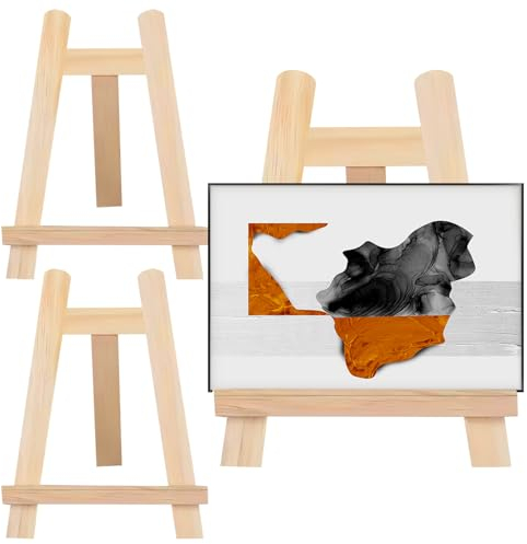 TNSLAND 4 Stück Klein Staffelei (15 x 20cm) Tischstaffelei Holz Bilderständer Desktop Gemälde Kunstwerke Ausstellen mini Holzstaffeleien für Hochzeit Geburtstag Party