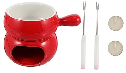 DELURA 1 Set Fondue Chocolate Stove Korean Candy Mini Ice Cream Coffee Heater Butter Warmer Pot Ceramic Bakeware Set Instant Noodle Pot Kitchen Fondue Ice Cream Fondue Kitchen Accessory/262