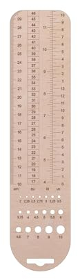 Knitting Needle Gauge, Stricknadelmaß, Knitting, Strickwerkzeug, Stricknadel-Lineal, Ruler, Stricknadelmaß auf Holz, Kunststoff-Messgerät 2 mm – 10 mm