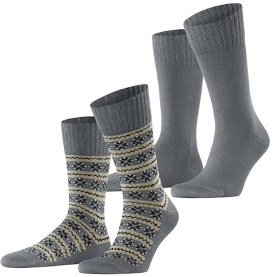 ESPRIT Herren Scandi 2-Pack Socken atmungsaktive klimaregulierende geruchshemmende nachhaltige Baumwolle Wolle gemustert 2 Paar