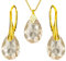 Vergoldet 24K Schmuckset für Damen Ohrringe Silber 925 Hängend Ohrhänger mit Halskette Birne Kristallen Stein 12 Geburtsstein Kette Damen mit Anhänger Schmuck Mädchen (14 - Golden Shadow)