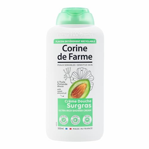 Corine de Farme - Crema de Ducha Supergrasa con Aceite de Almendras Dulces - pH Neutro, Origen Natural - Control Dermatológico - Fabricación Francesa - 500 ml