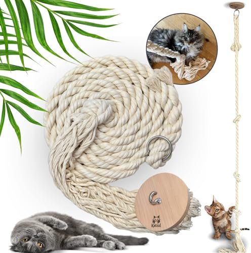Katzal Corde d'escalade pour chat de qualité supérieure - Longueur : 3 m - Diamètre : 30 mm - Corde en coton solide et naturel - Jouet parfait pour chat - Protège les meubles - Idéal pour les loisirs