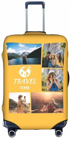 Naispanda Personalisierte Kofferhülle mit Foto Text, Personalisieren Sie Ihr Bild/Namen/Logo, Gepäck, Personalisierte Reisezubehör für Koffer, elastische Schutzhüllen, 18-32 Zoll