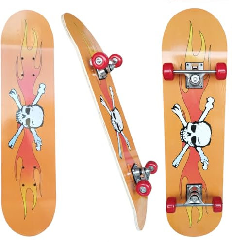 Professionelles Skateboard für Erwachsene Jugendliche Kinder Jugendliche Anfänger Groß 78x20cm 7 Schichten kanadisches Ahornholz Double Kick Board Concave Trick Skateboard Bunt (5)