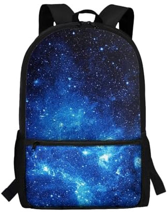 KUIFORTI Galaxy Night Blue School Bags Kids Teens Backpack 15 Inch School Bookbags Women Men Casual Daypack Rucksack Laptop Bagpack Boys Backpack