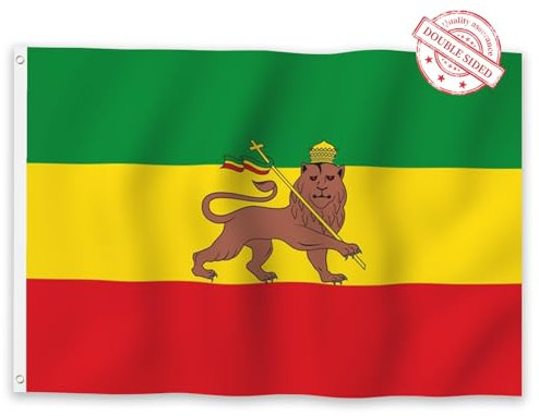 Aoihrraan Etiopia Bandiera 60x100cm Doppio Lato Ethiopian Lion Flags Banner Per Le Celebrazioni All'Aperto Casa Giardino Porch Party Decorazione Bandiere Con 2 Robusti Grommets Precisione