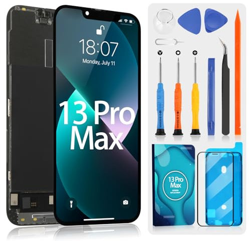 OLED für iPhone 13 Pro Max LCD Bildschirm für iPhone 13 ProMax Dsiplay 6,7 Zoll Touchscreen Digitizer Assembly mit Werkzeugen, kompatibel mit Modellen: A2484, A2641, A2644, A2645, A2643
