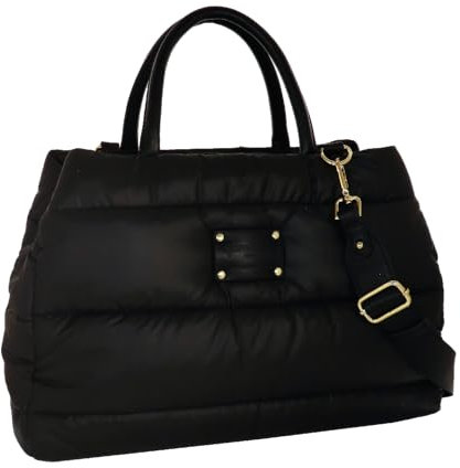 Camomilla Damen Handtasche, Trapez-Tasche, mit Schultergurt, Polyester, Kollektion Puffy Bags, Farbe Schwarz