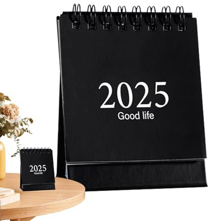 2025 Tischkalender,Tischkalender Klein stehend - Tischkalender mit 360-Grad-Umblättern,2025 Doppelseitiger, stehend blätternder, tragbarer Kalender, monatlicher Wendeplan für Termine