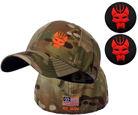 YUSENGMOO Taktische Baumwolle Baseballkappe in Camouflage | Orange Stickerei mit 2 Patches,Seal Team Trucker-Kappen,atmungsaktiv und leicht,Angeln,Jagen,Edward Teach-Geschenke