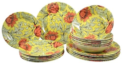 CreaTable, 24022, Florentina Series, 18-Piece Set for 6 Persons, Teller Set aus Steingut, spülmaschinen- und mikrowellengeeignet, Qualitätsproduktion