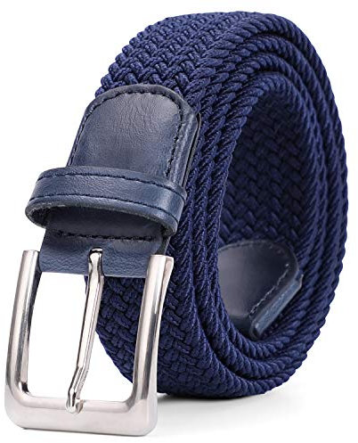 VONMELLI Cintura Elastica Uomo Intrecciata Cintura Uomo in Tessuto Cinture Elasticizzata Regolabile per Casual Cinture Vintage Da Golf per Jeans Blu L