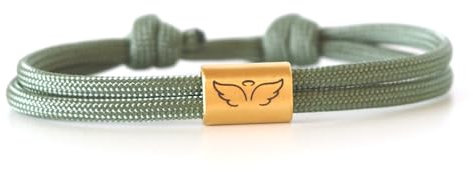 Personalisierbares Segeltau Armband mit Edelstahl Schieber, Schutzengel Flügel Gravur, ideal als Geschenk – Handgefertigt, stylisch & robust