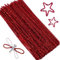 100 Stück Pfeifenputzer Zum Basteln,Pfeifenreiniger Zum Basteln,Pfeifenputzer Zum Basteln Glitzer,Pfeifenreiniger Bunt Zum Basteln,Chenilledraht,für DIY Basteln und Dekorationen,30cm × 6mm,Rot