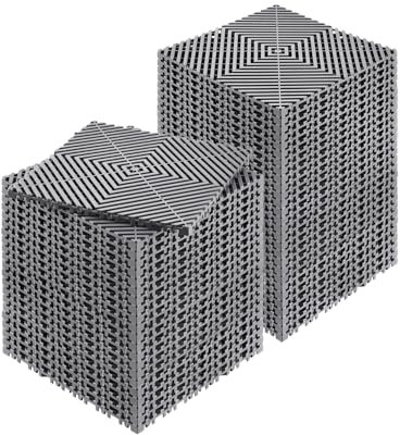 VEVOR Interlocking Drainage Mat, 12” x 12” Modular Interlocking Cushion, 50 Pcs Splicing Drainage Mats, Non-Slip Gray PP Drainage Floor Tile and Shower Mat, for Garage, Garden, Kitchen & Outdoor