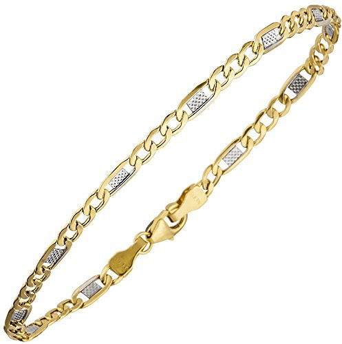 3,7mm Steg-Panzerarmband Armband Armkette aus 333 Gold Gelbgold 19cm Unisex
