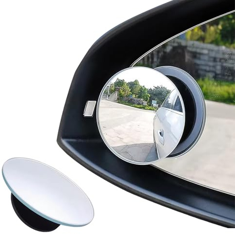 2 Stück Toter Winkel Spiegel, 360 ° drehbarer Spiegel Runder Rahmenloser für Autos, verstellbarer HD-Glas, Auto Rückspiegel,Selbstklebende Blindspiegel,Konvexe